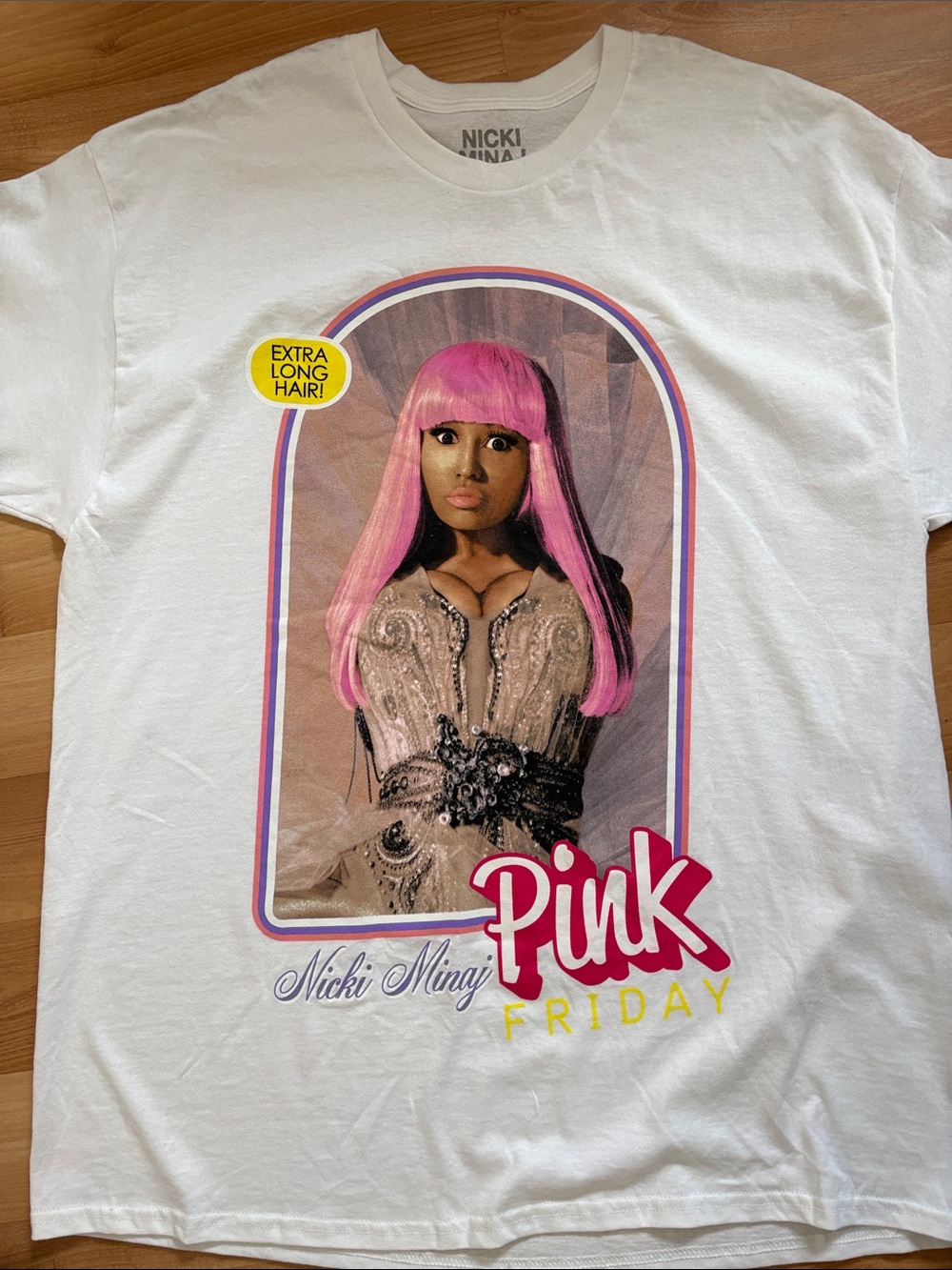 Nicki Minaj White Tee with Pink Graphic Portrait